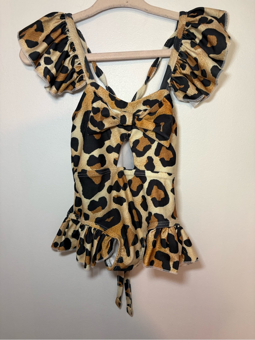 Leopard Print Ruffle One-Piece Swimsuit